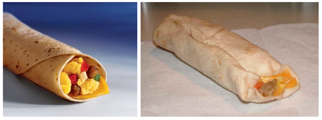 McDonald's Sausage Breakfast Burrito - Fast food: ads vs reality