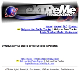 Extreme Tracking: Unfortunately we closed down our sales in Pakistan