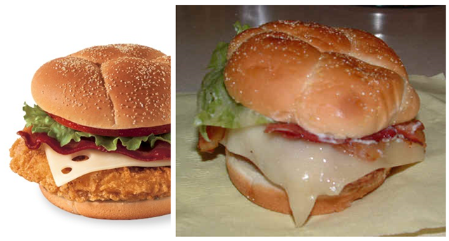 Wendy's Chicken club - Fast food: ads vs reality